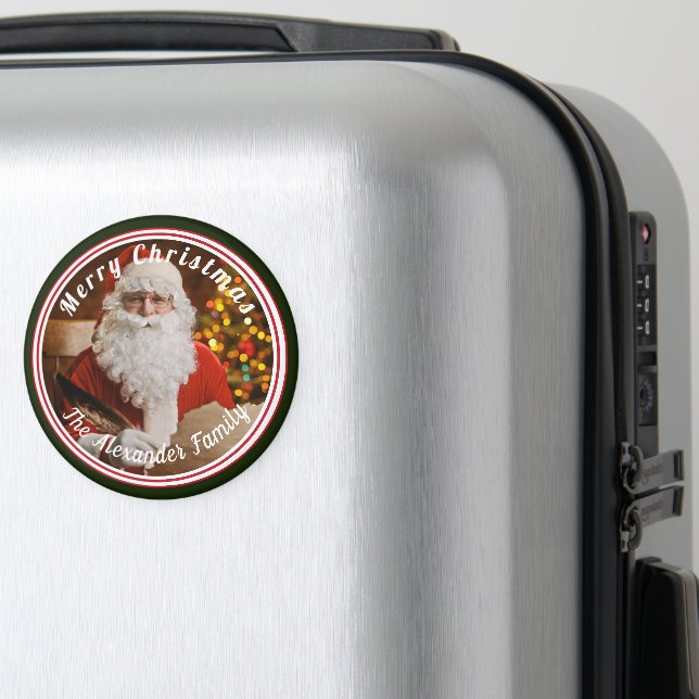 Retro Santa Claus Merry Christmas Tree Custom Magnet (In Situ (Luggage))
