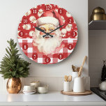 Retro Santa Claus Red And White Plaid Christmas Large Clock<br><div class="desc">Celebrate the festive season with our Retro Santa Claus Red And White Plaid Christmas Large Clock! This charming clock features a nostalgic Santa Claus design set against a stylish red and white plaid background, combining vintage charm with modern flair. Perfect for adding a festive touch to your living room, kitchen,...</div>