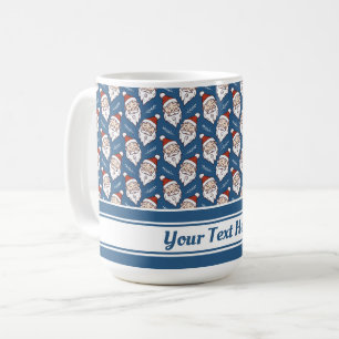 Retro Santa Claus Red White and Blue Christmas Coffee Mug