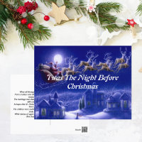 Retro Santa Claus Reindeer Blue Moon  Card