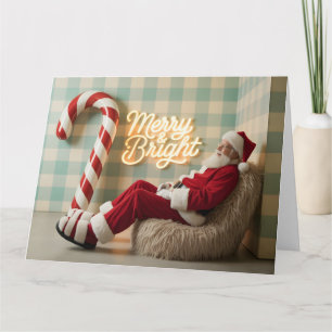 Retro Santa Claus Relaxing in a Fuzzy Chair Card