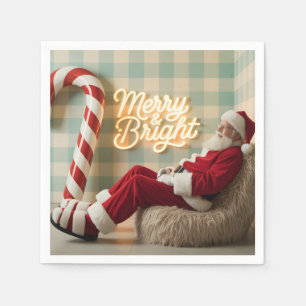 Retro Santa Claus Relaxing in a Fuzzy Chair Napkin