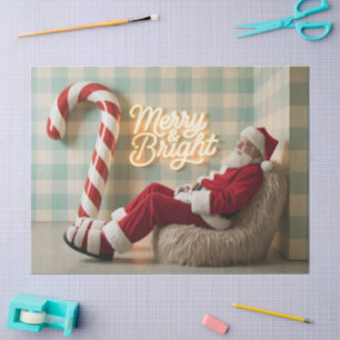 Retro Santa Claus Relaxing in a Fuzzy Chair Tissue Paper