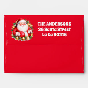 Retro Santa Claus Tartan Plaid Christmas Envelope