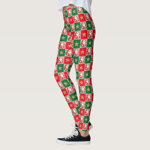 Retro Santa Claus Tartan Plaid Christmas Leggings