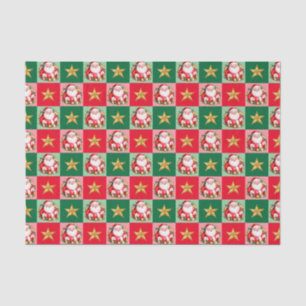 Retro Santa Claus Tartan Plaid Christmas Tissue Paper