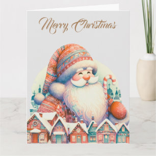 Retro Santa Claus Village Card