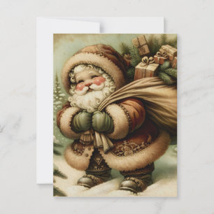 Retro Santa Claus with Gifts Postcard