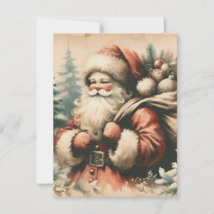 Retro Santa Claus with Ornaments  Postcard