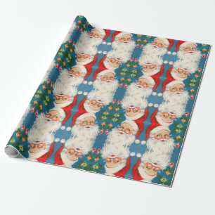Retro Santa Claus with Ornaments Wrapping Paper