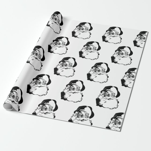 Retro Santa Claus Wrapping Paper (Unrolled)