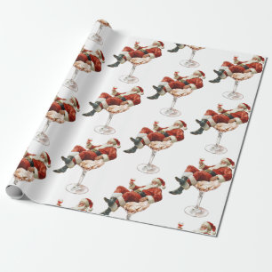 Retro Santa Cocktail Christmas Wrapping Paper