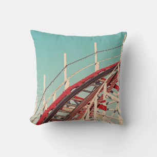 Retro Santa Cruz Boardwalk Roller Coaster Pillow