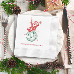 Retro Santa Disco Ball Christmas Party Napkin