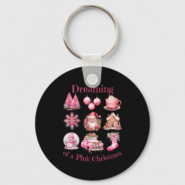 Retro Santa Dreaming Of A Nk Christmas For Girls L Keychain (Front)
