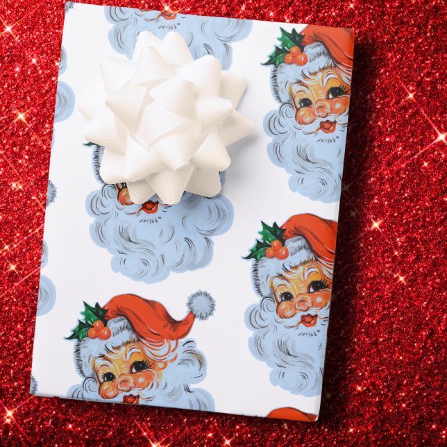 Retro Santa face Christmas Wrapping Paper Sheet (Creator Uploaded)