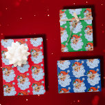 Retro Santa face Christmas Wrapping Paper Sheet<br><div class="desc">Retro old fashioned Santa face Christmas wrapping paper</div>