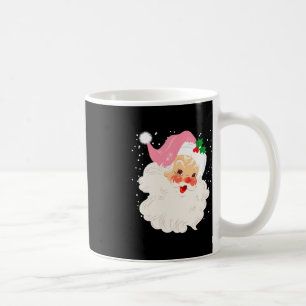 Retro Santa Face In Pink Hat Vintage Christmas San Coffee Mug