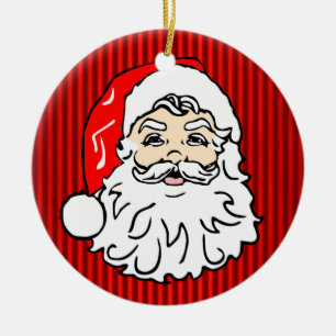 Retro Santa Face Red Ceramic Ornament