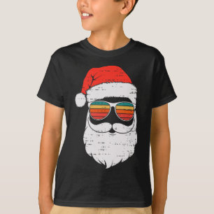 Retro Santa Face Sungled Christmas In July Summer  T-Shirt