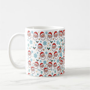 Retro Santa Faces Christmas Pattern Coffee Mug