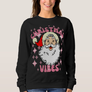 Retro Santa head pink Christmas vibes pyjama Sweatshirt