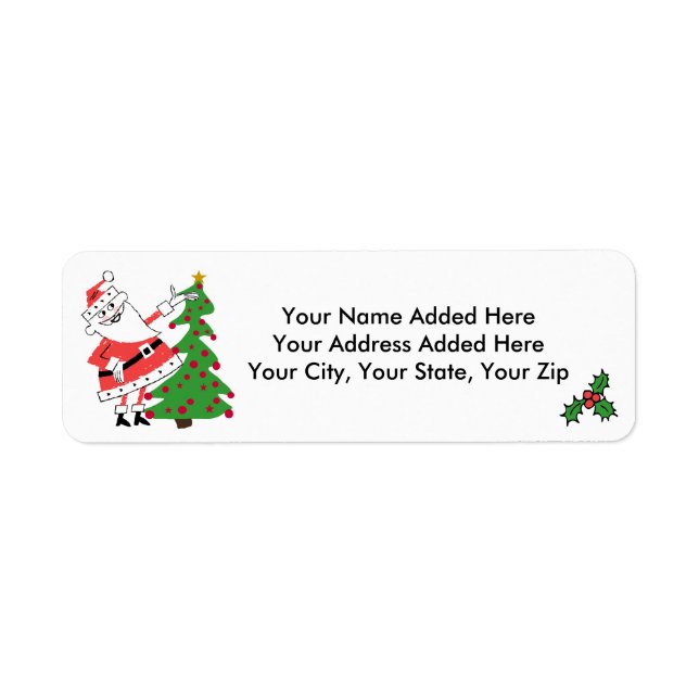 Retro Santa Ho Ho Ho Return Address Labels (Front)