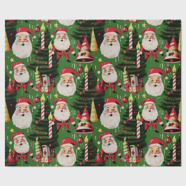 Retro Santa Holiday Delights 2 Wrapping Paper (Seam)