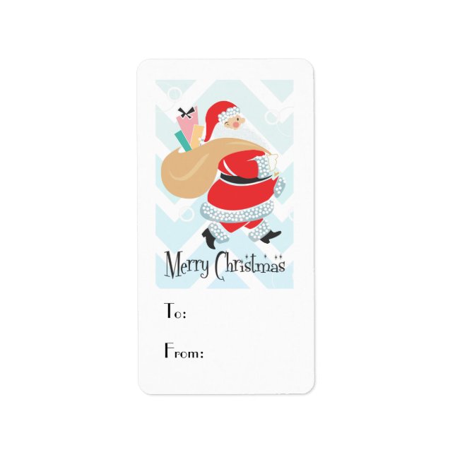 Retro Santa Holiday Gift Tag (Front)