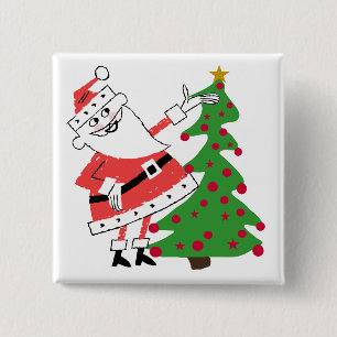 Retro Santa Holiday Tshirts and Gifts 2 Inch Square Button