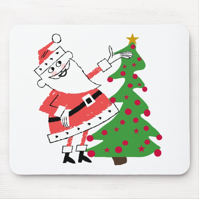 Retro Santa Holiday Tshirts and Gifts Mouse Pad (Front)