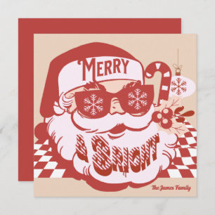 Retro Santa Merry Bright Groovy Christmas Card