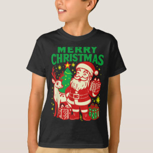 Retro Santa Merry Christmas Vintage Holiday Graphi T-Shirt