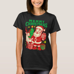Retro Santa Merry Christmas Vintage Holiday Graphi T-Shirt