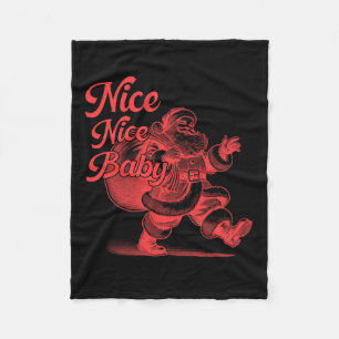 Retro Santa nice Nice Ba Fleece Blanket