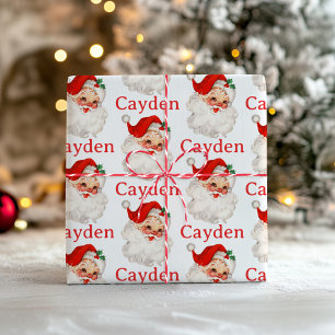 Retro Santa personalized Wrapping Paper