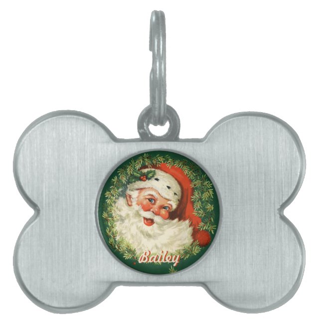 Retro Santa Pet Tag (Front)