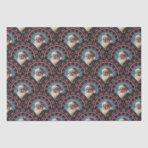 Retro Santa Pinkmas Mandala Art Deco Scallop Tissue Paper