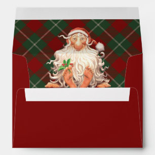 Retro Santa Red Return Address Holiday Envelope