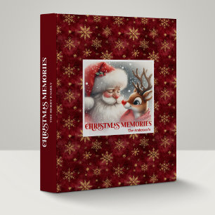 Retro Santa Rudolph Christmas Memory Ring Binder