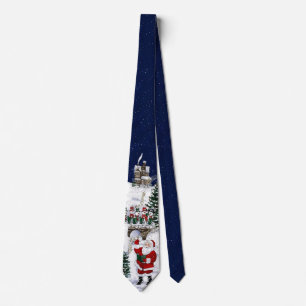 Retro Santa Sleigh Christmas Necktie the Office