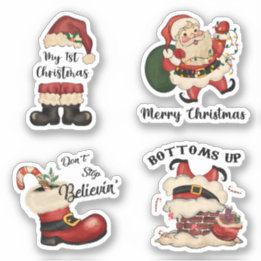 Retro Santa Sticker Set