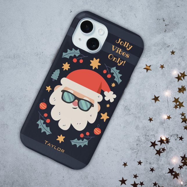 Retro Santa Sunglasses Christmas in July Custom Case-Mate iPhone Case (Personalize by adding name and amending text (if required). )