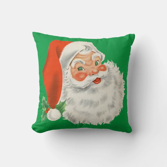Retro Santa Throw Pillow (Front)