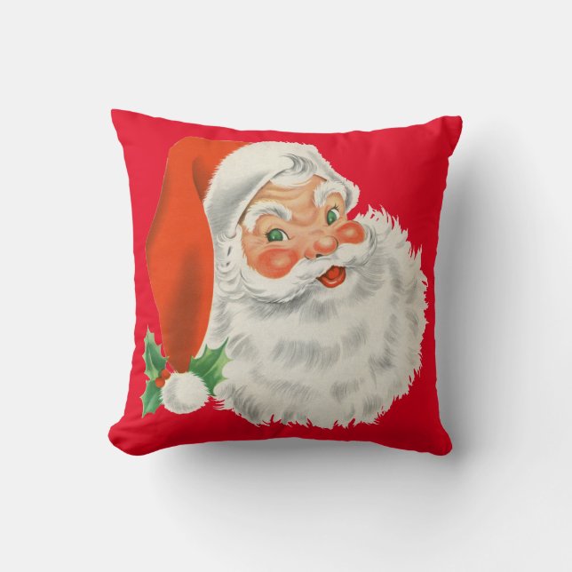 Retro Santa Throw Pillow (Front)