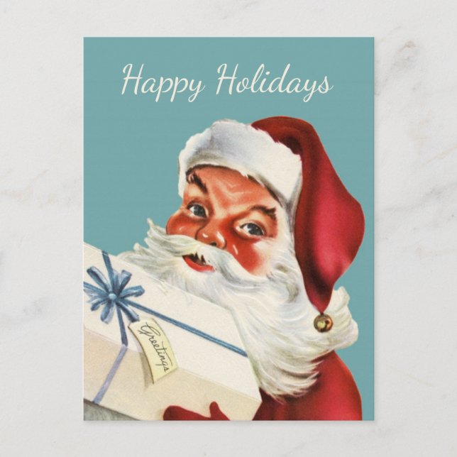 Retro Santa vintage classic Christmas    Holiday Postcard (Front)