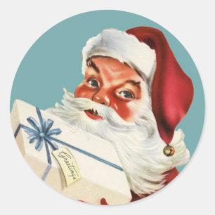 Retro Santa vintage classic Christmas  Round Sticker