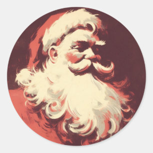 Retro Santa Vintage Illustration Classic Round Sticker