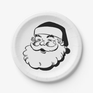 Retro Santa White Paper Plate
