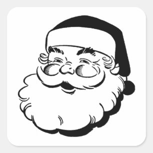 Retro Santa White Square Sticker